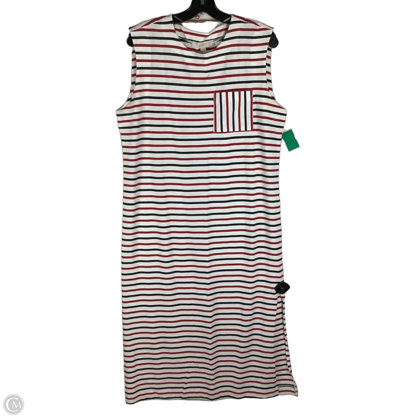 Dress Casual Midi By Loft In Blue Red & White, Size: M
