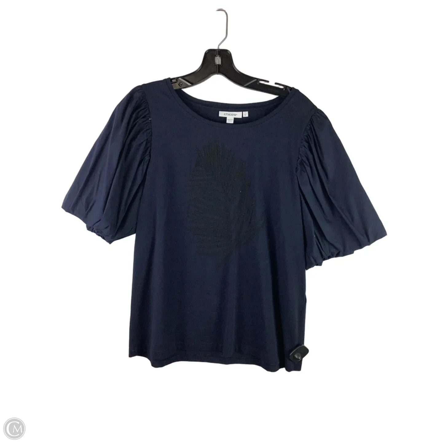 Top Short Sleeve By Chicos In Navy, Size: M