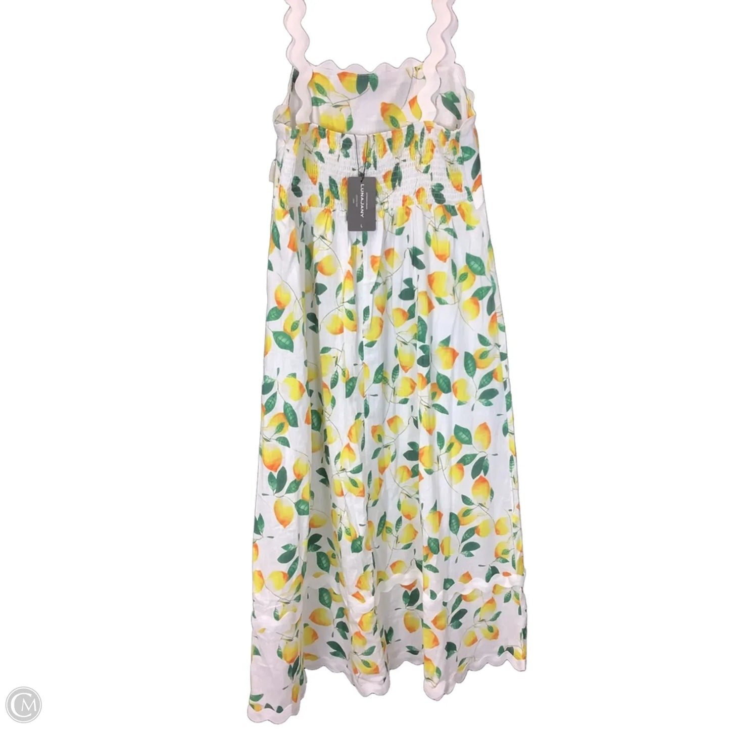 Dress Casual Maxi By Cmc In White & Yellow, Size: L