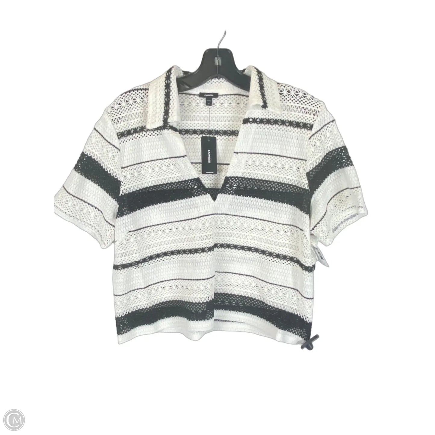 Top Short Sleeve By Express In Striped Pattern, Size: M