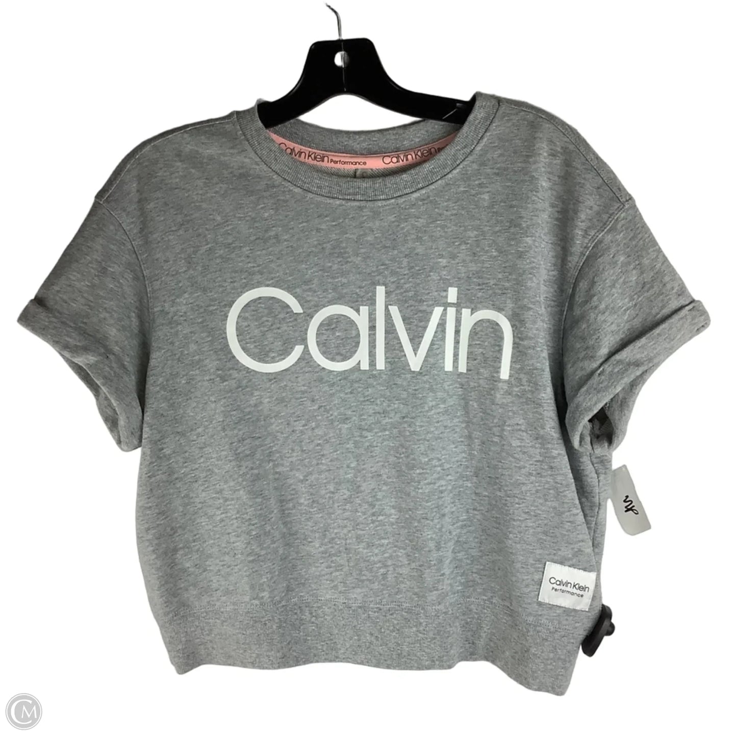 Top Short Sleeve By Calvin Klein In Grey, Size: M