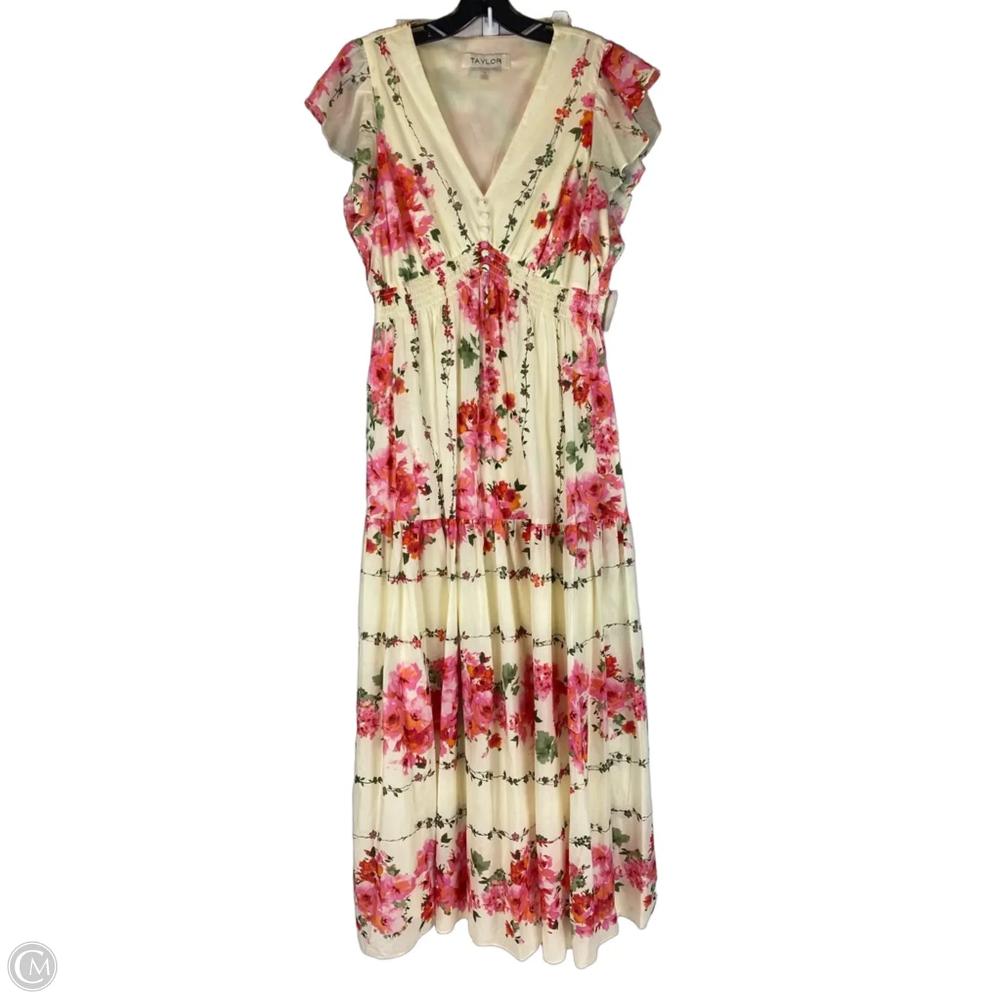 Dress Party Midi By Taylor In Floral Print, Size: 10