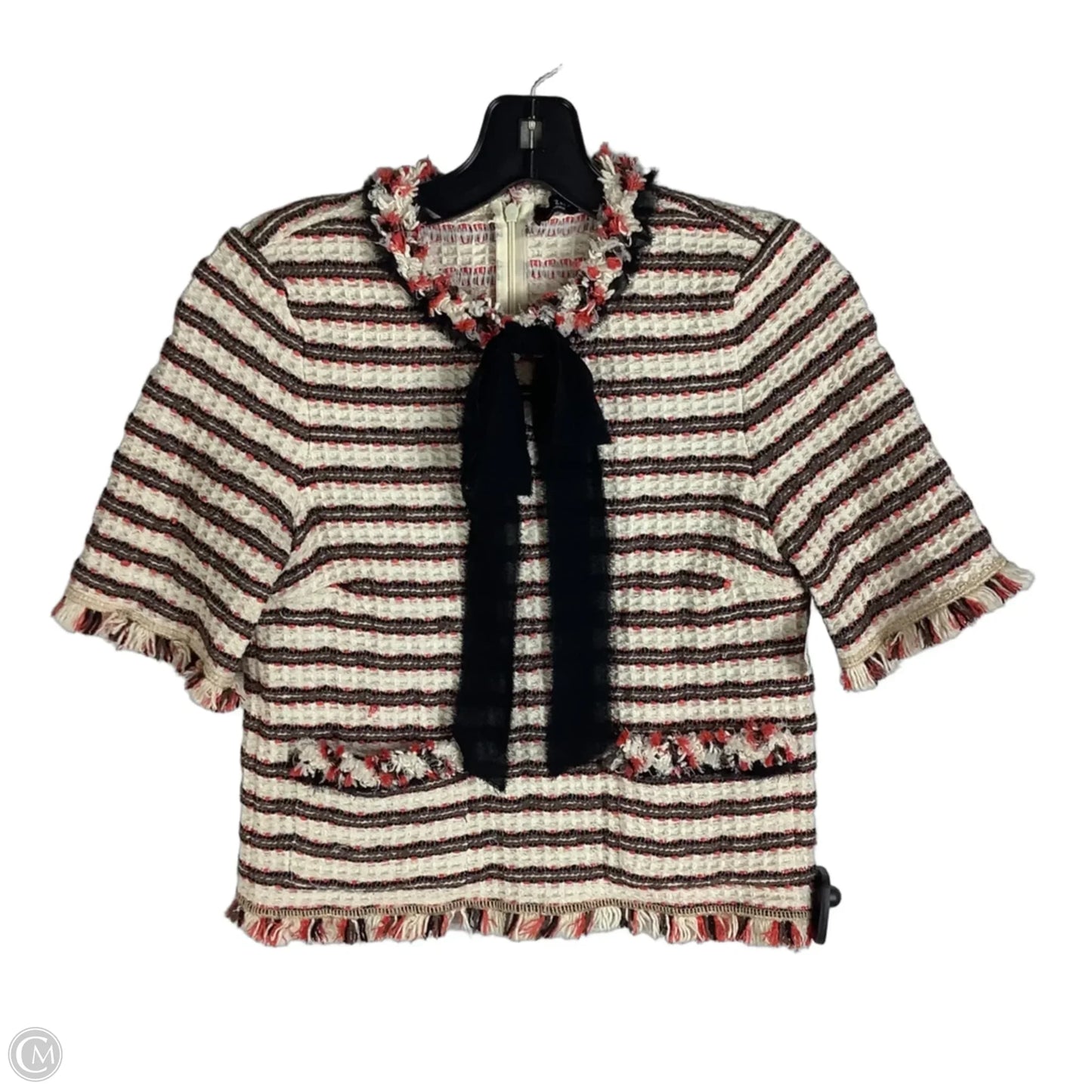 Top Short Sleeve By Zara In Striped Pattern, Size: Xs