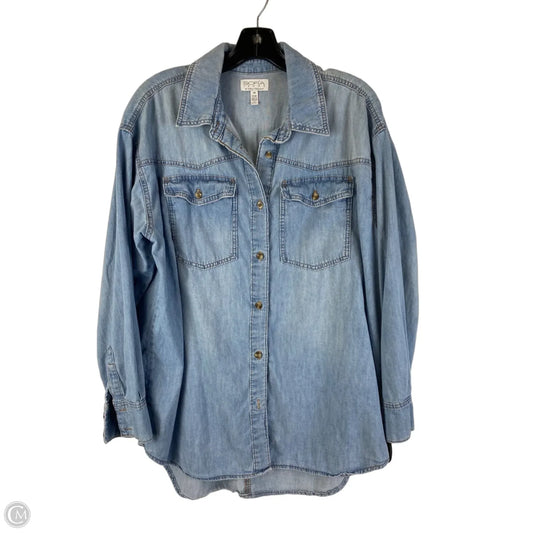 Top Long Sleeve By Sofia By Sofia Vergara In Blue Denim, Size: M