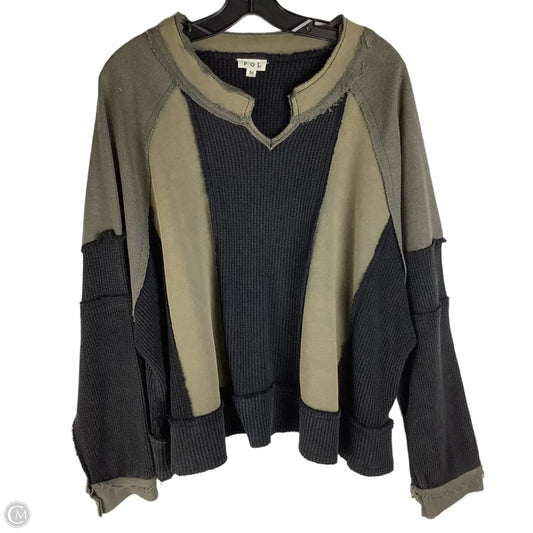 Top Long Sleeve By Pol In Black & Brown, Size: M