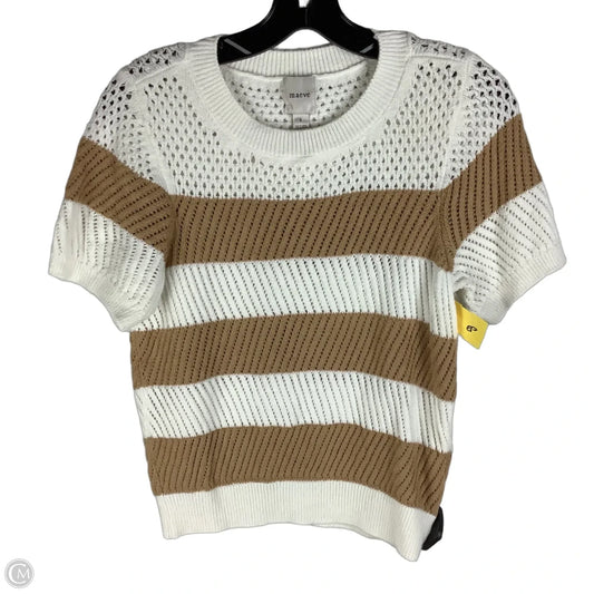 Sweater Short Sleeve By Maeve In Tan & White, Size: S