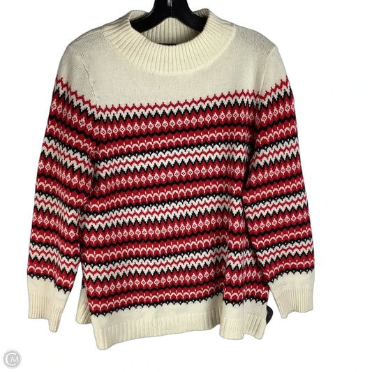 Sweater By Talbots In Cream & Red, Size: L