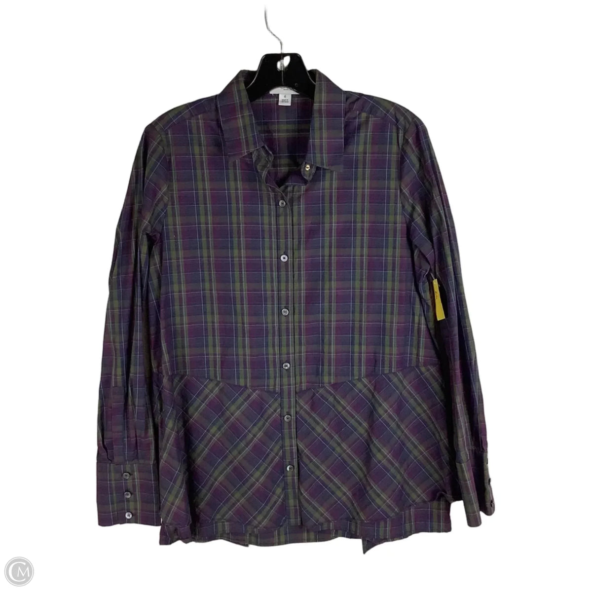 Top Long Sleeve By Per Se In Plaid Pattern, Size: 6