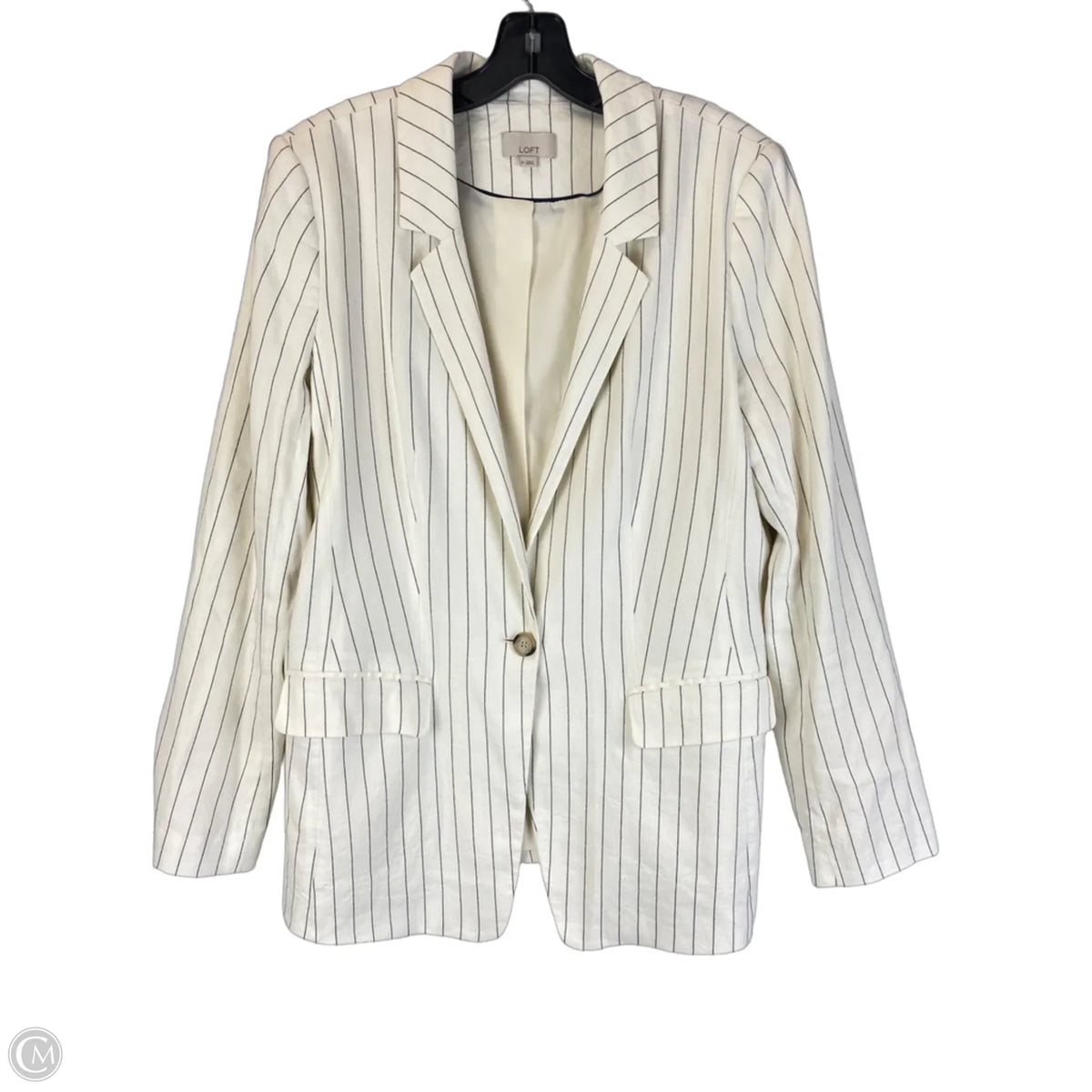 Blazer By Loft In Striped Pattern, Size: 14
