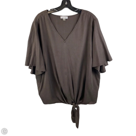 Top Short Sleeve By Calvin Klein In Brown, Size: 3x