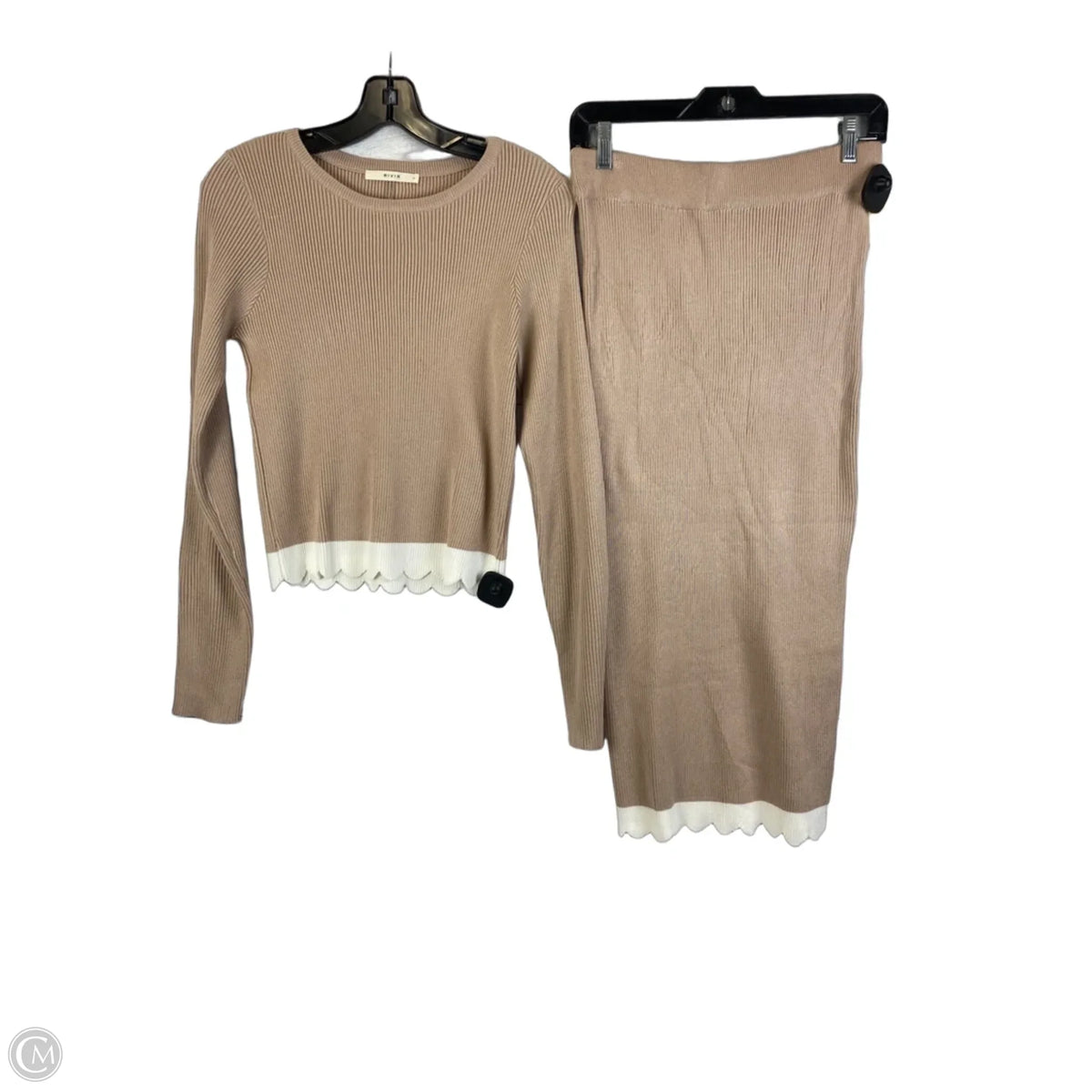 Skirt Set 2pc By Cmc In Tan & White, Size: L