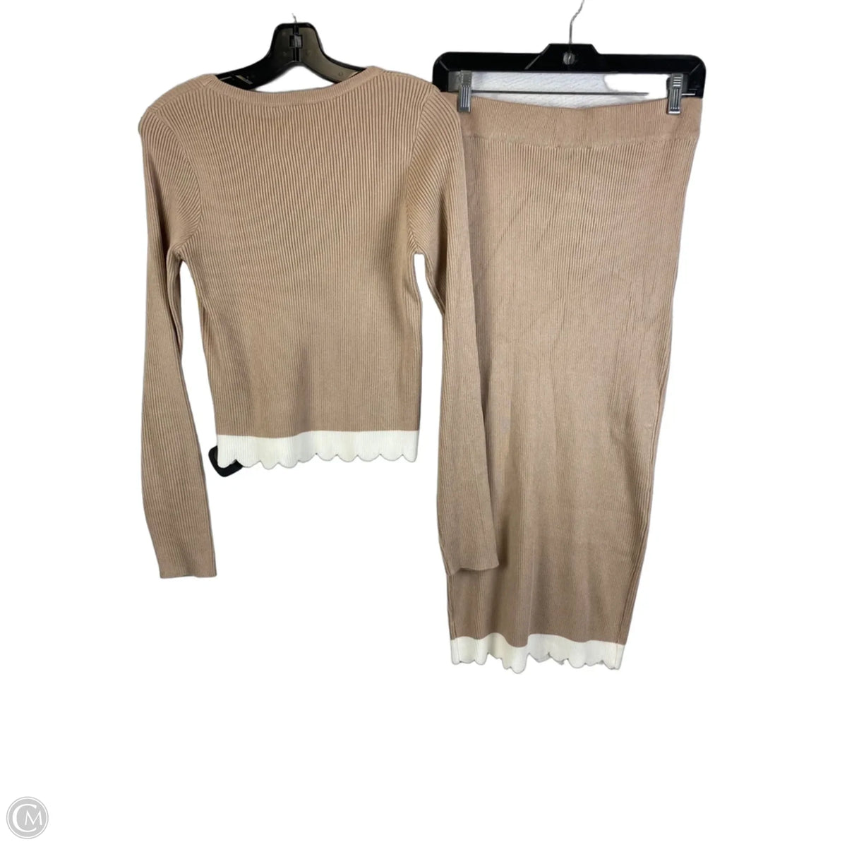 Skirt Set 2pc By Cmc In Tan & White, Size: L