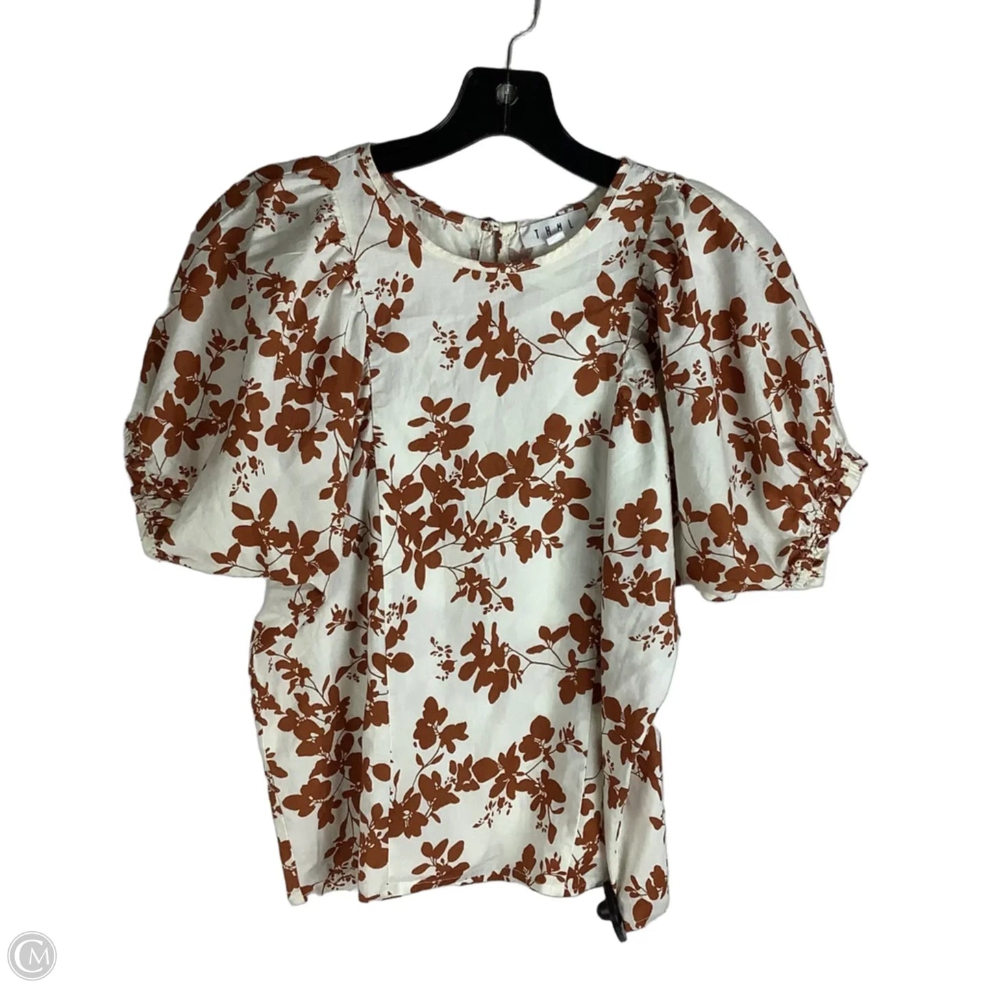 Top Short Sleeve By Thml In Brown & Cream, Size: Xs