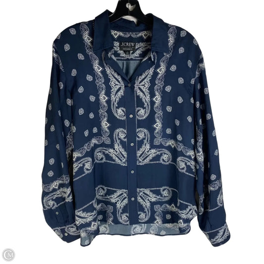 Top Long Sleeve By J. Crew In Blue & White, Size: 12