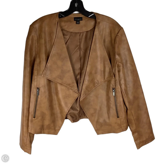 Jacket Moto By Ann Taylor In Brown, Size: L