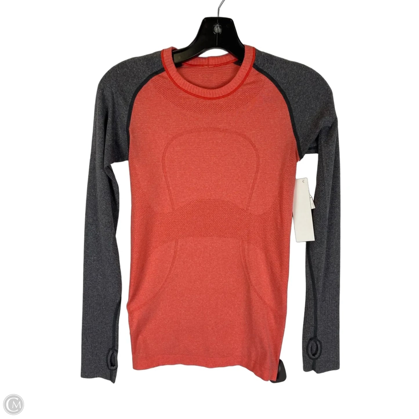 Athletic Top Long Sleeve Crewneck By Lululemon In Grey & Red, Size: 4