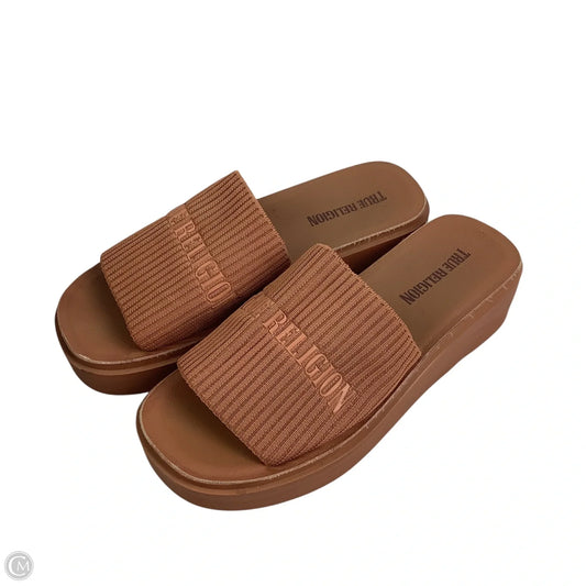 Sandals Heels Platform By True Religion In Tan, Size: 7