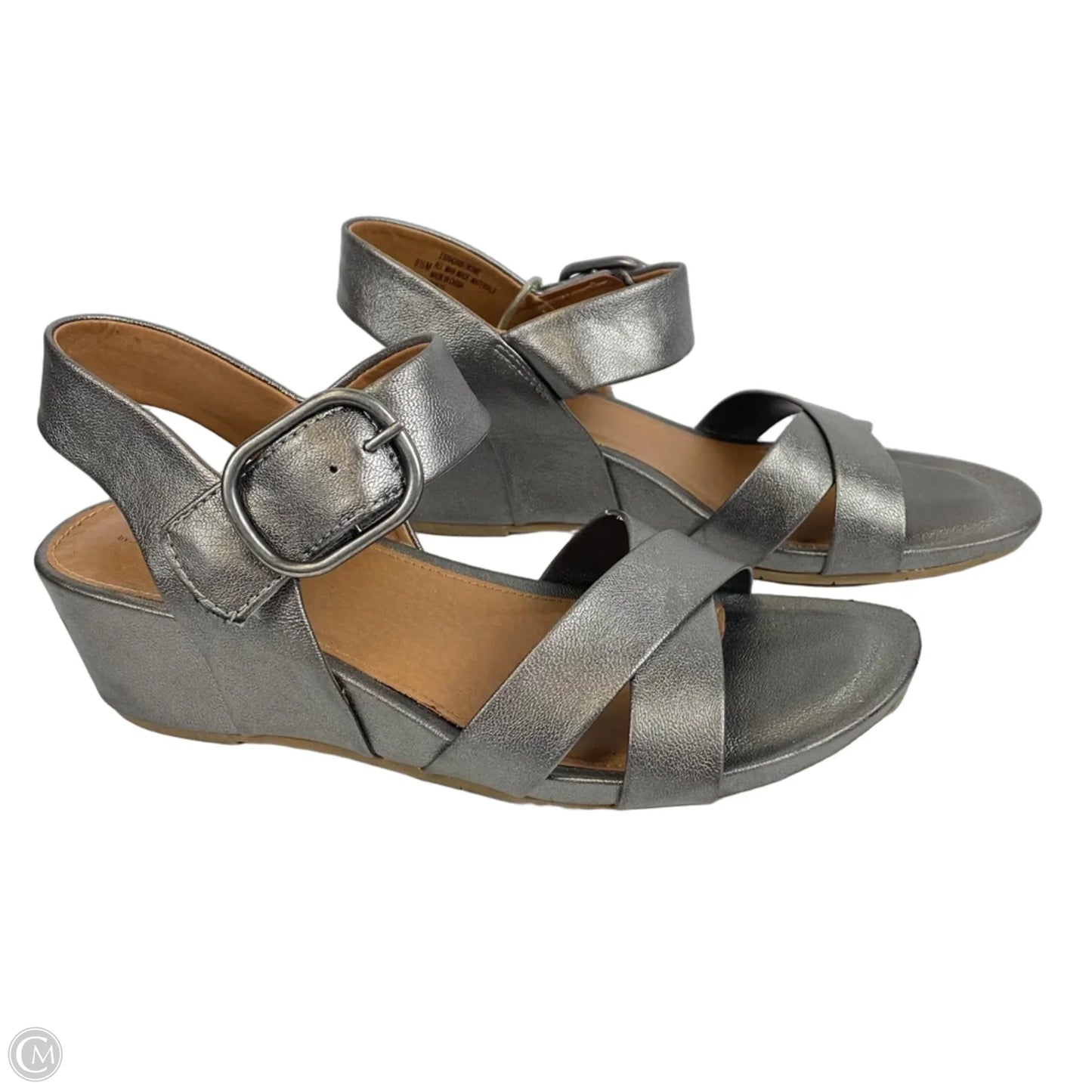 Shoes Heels Wedge By Clothes Mentor In Silver, Size: 8.5