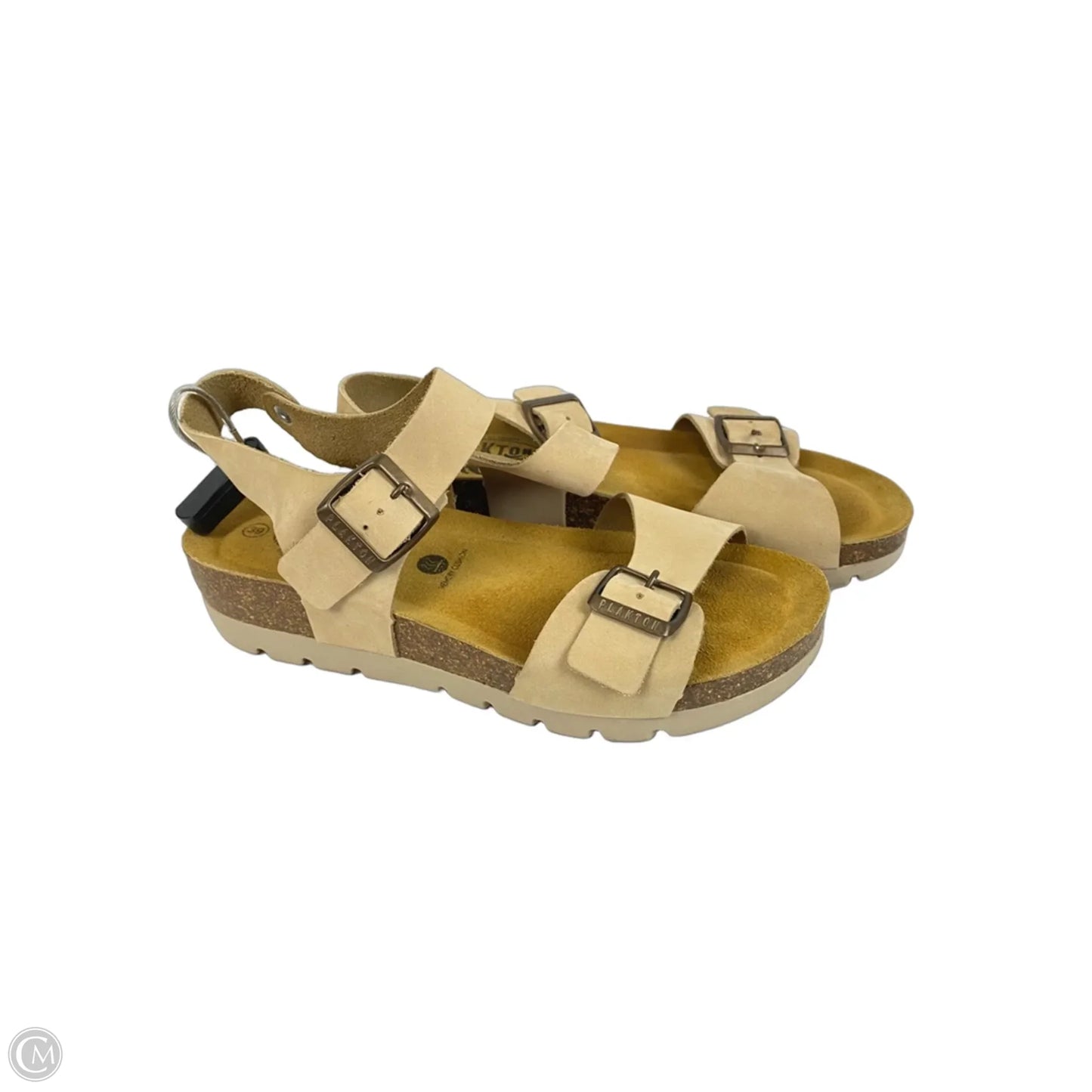 Sandals Heels Wedge By Clothes Mentor In Tan, Size: 8.5 (39)