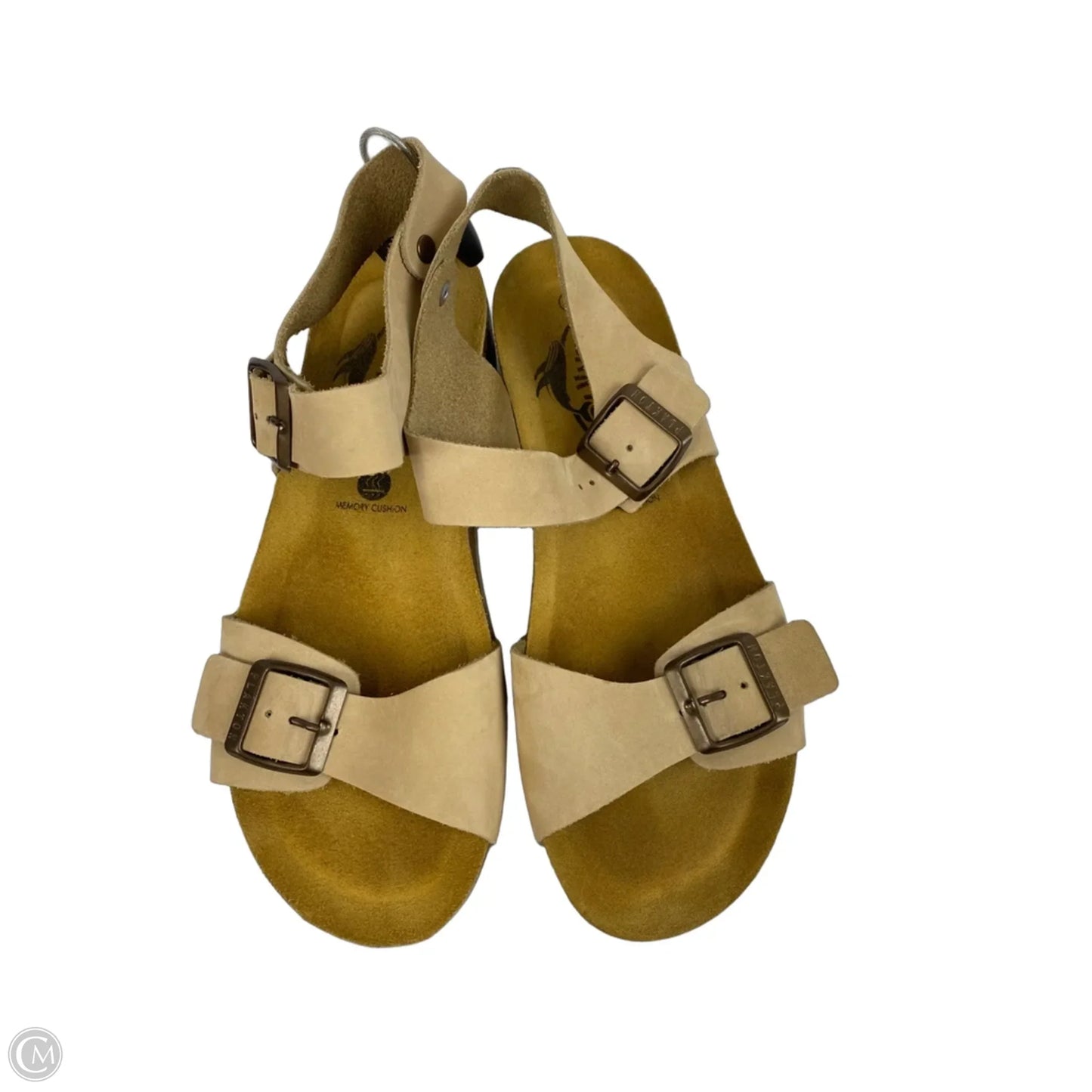Sandals Heels Wedge By Clothes Mentor In Tan, Size: 8.5 (39)