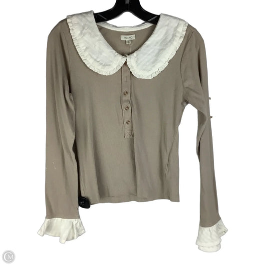 Top Long Sleeve By Pilcro In Brown, Size: M