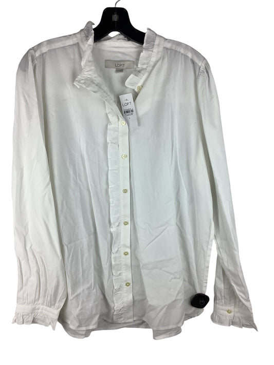 Top Long Sleeve By Loft In White, Size: L