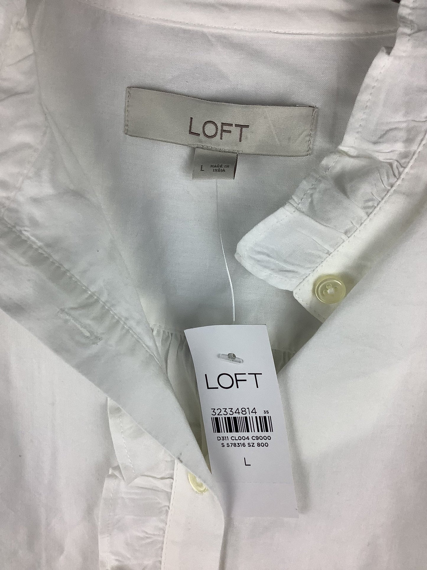 Top Long Sleeve By Loft In White, Size: L