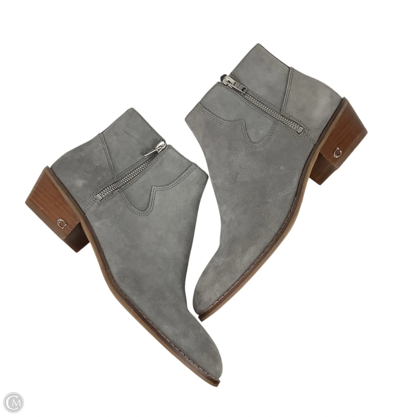 Boots Designer By Coach In Grey, Size: 7.5