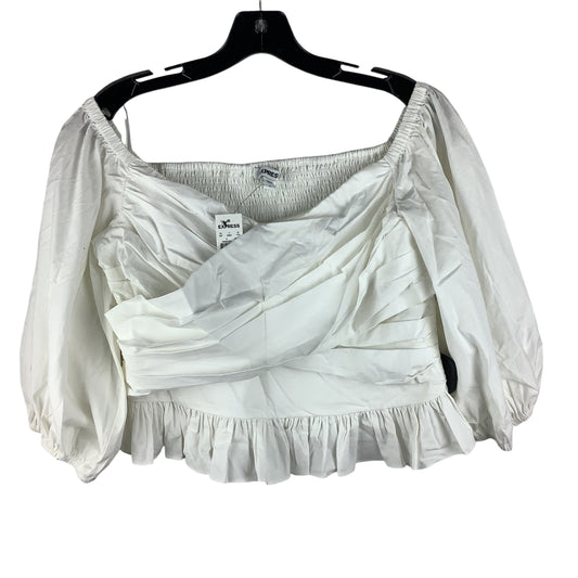 Top Short Sleeve By Express In White, Size: L