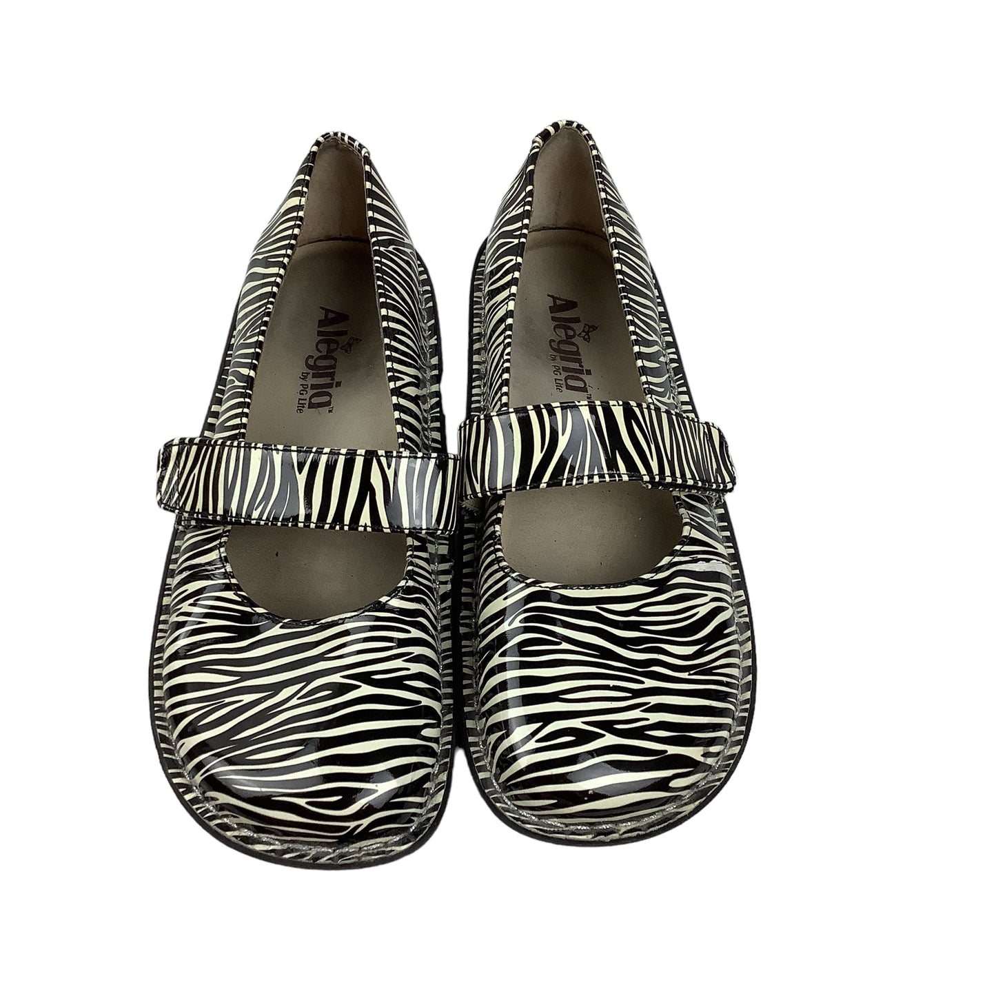 Zebra Print Shoes Flats Alegria, Size 7.5 (38)