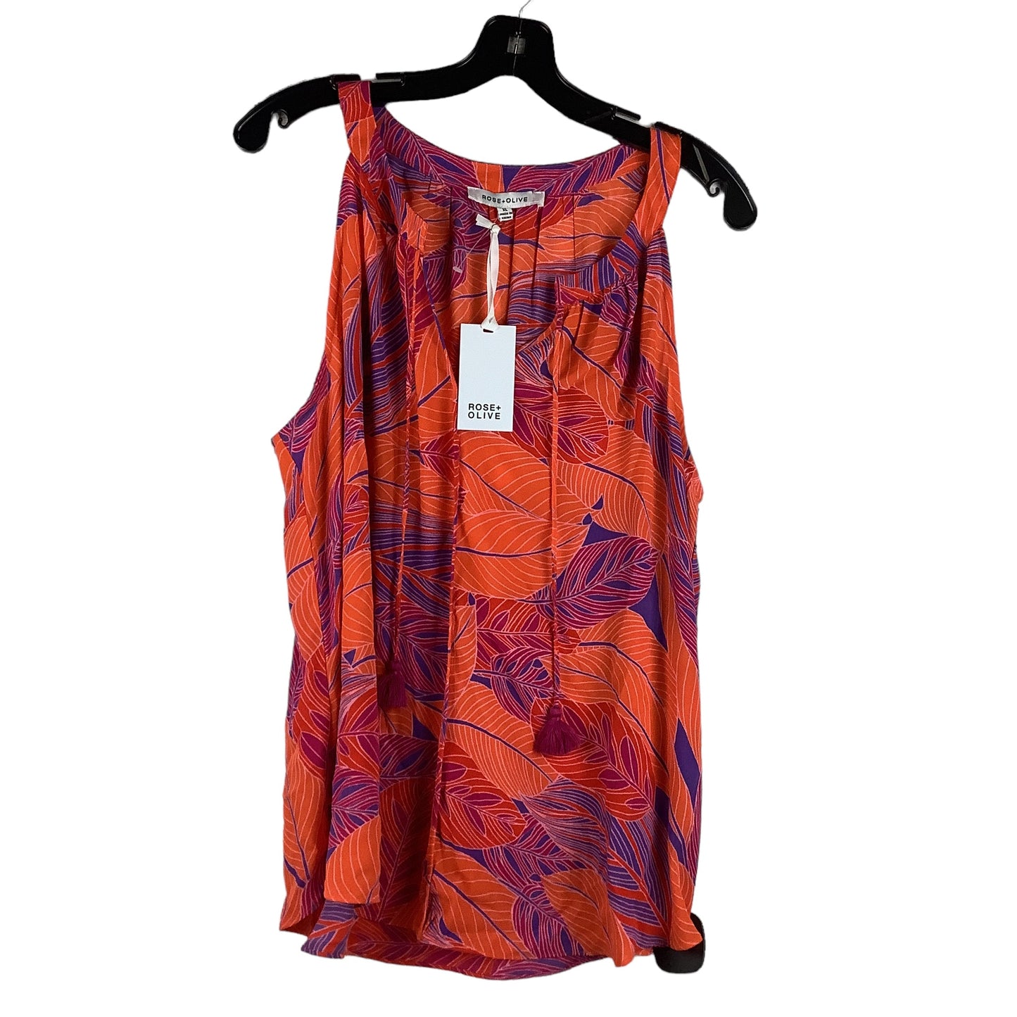 Orange & Pink Top Sleeveless Rose And Olive, Size Xl