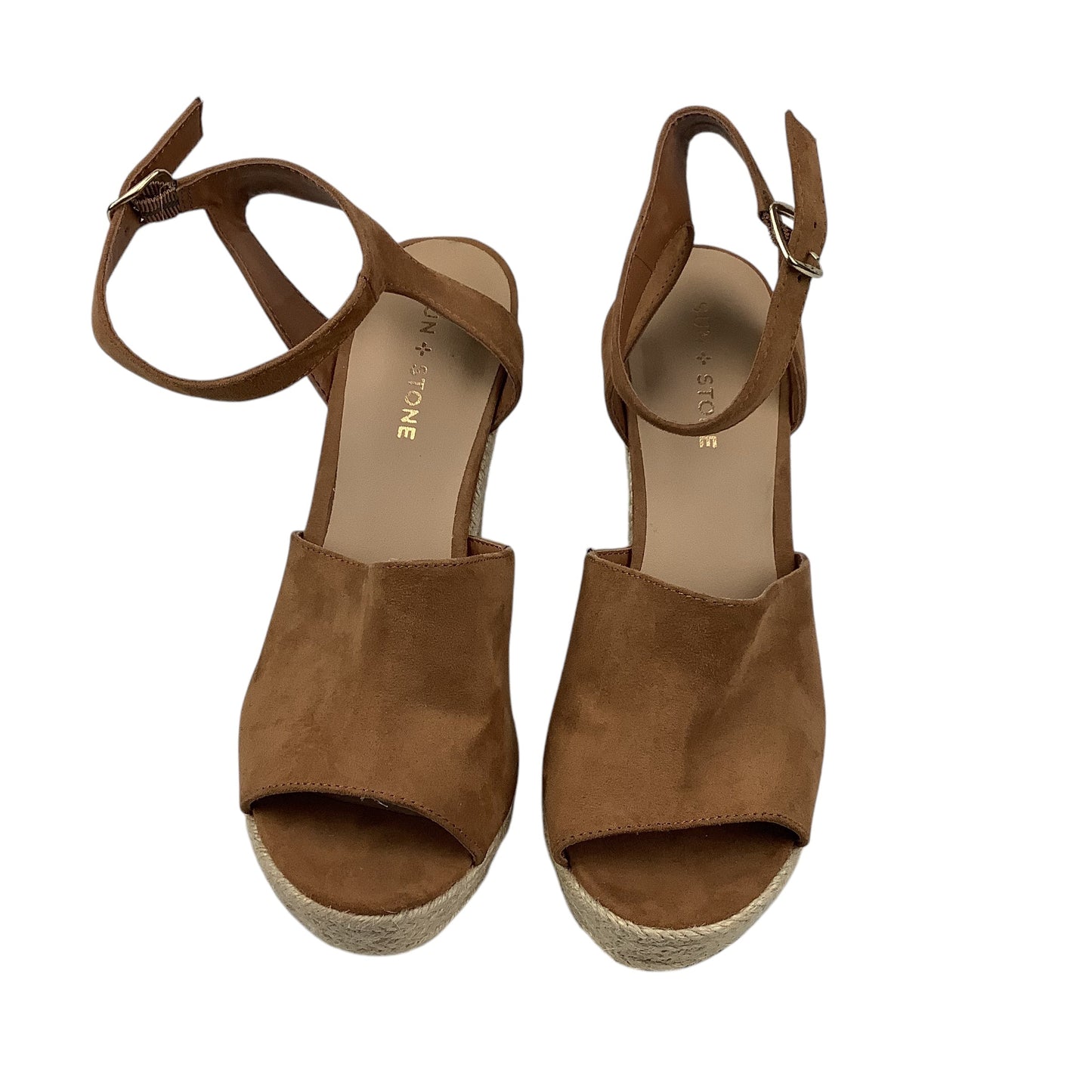 Sandals Heels Wedge By Clothes Mentor In Brown, Size: 9.5