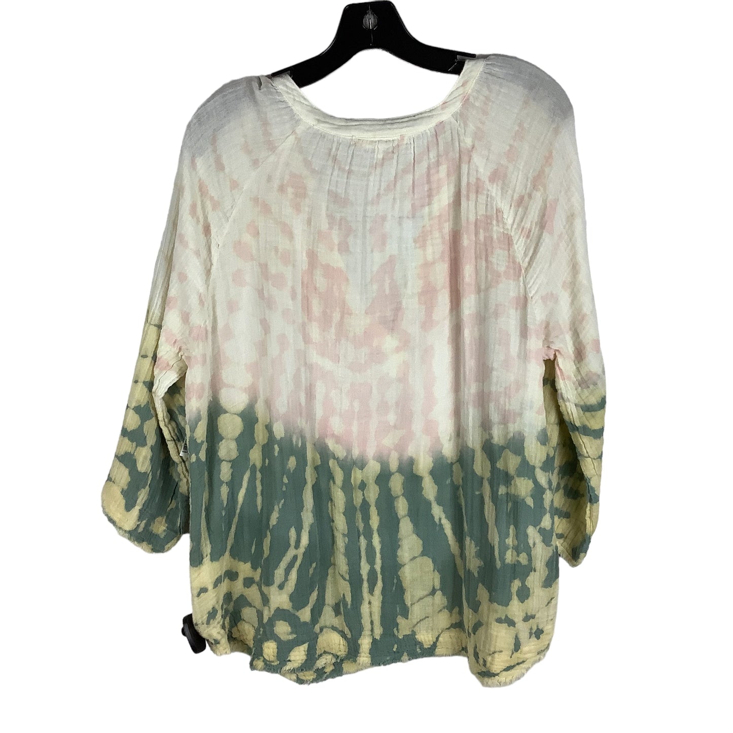 Tie Dye Print Top Long Sleeve Clothes Mentor, Size L