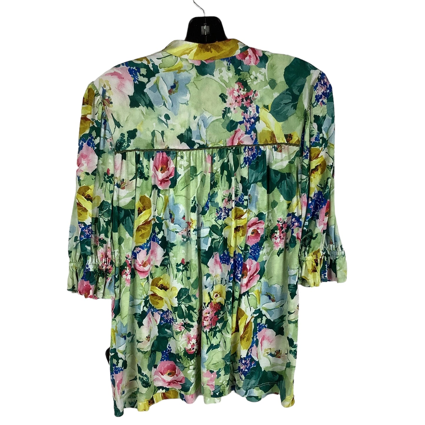 Floral Print Top Short Sleeve Blank, Size M