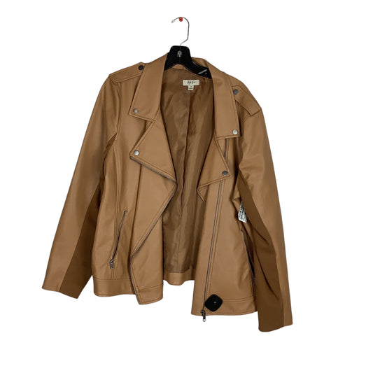 Jacket Moto By Style And Company In Tan, Size: Xxl