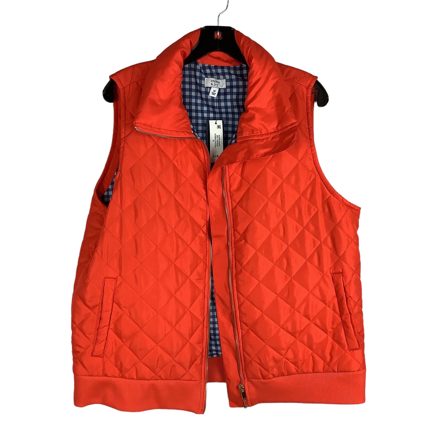 Vest Puffer & Quilted By Crown And Ivy In Orange, Size: 1x