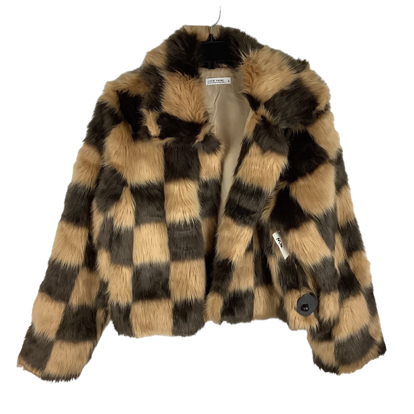 Coat Faux Fur & Sherpa By Cmc In Brown, Size: S