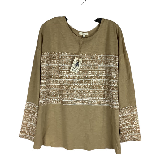 Top Long Sleeve By Easel In Tan, Size: L