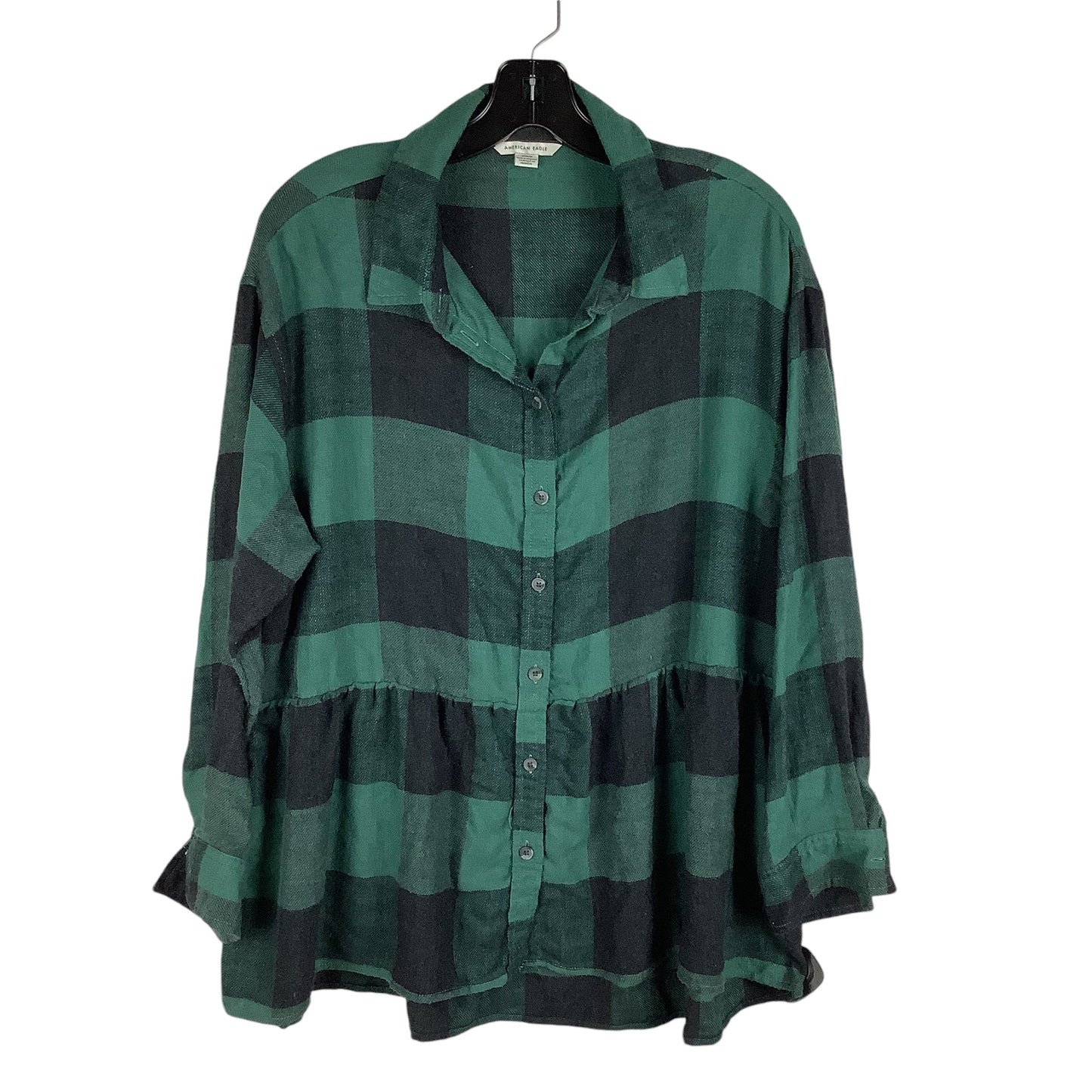 Top Long Sleeve By American Eagle In Green, Size: M