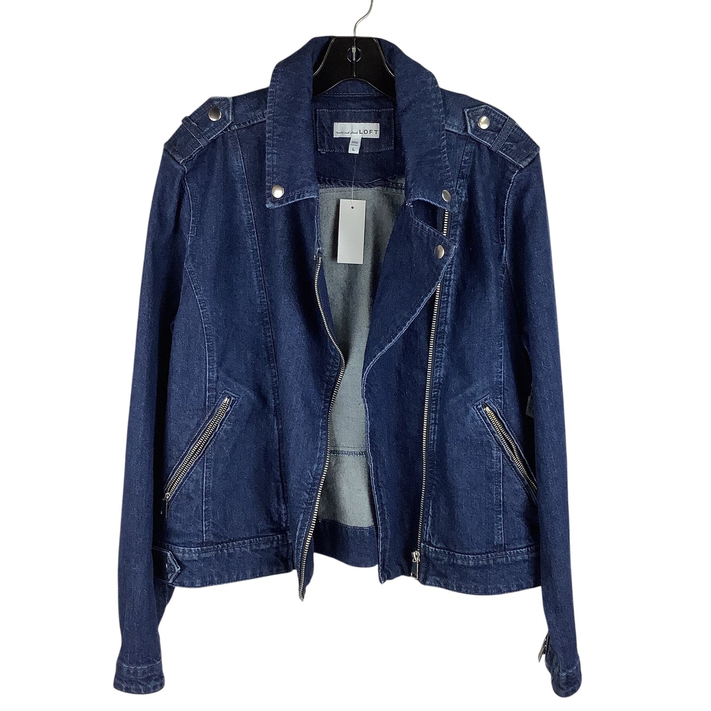 Jacket Denim By Loft In Blue Denim, Size: L