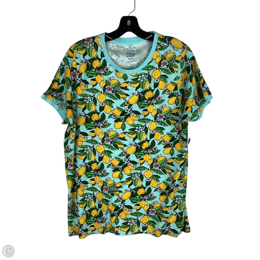 Top Short Sleeve By Vera Bradley In Blue & Yellow, Size: Xl