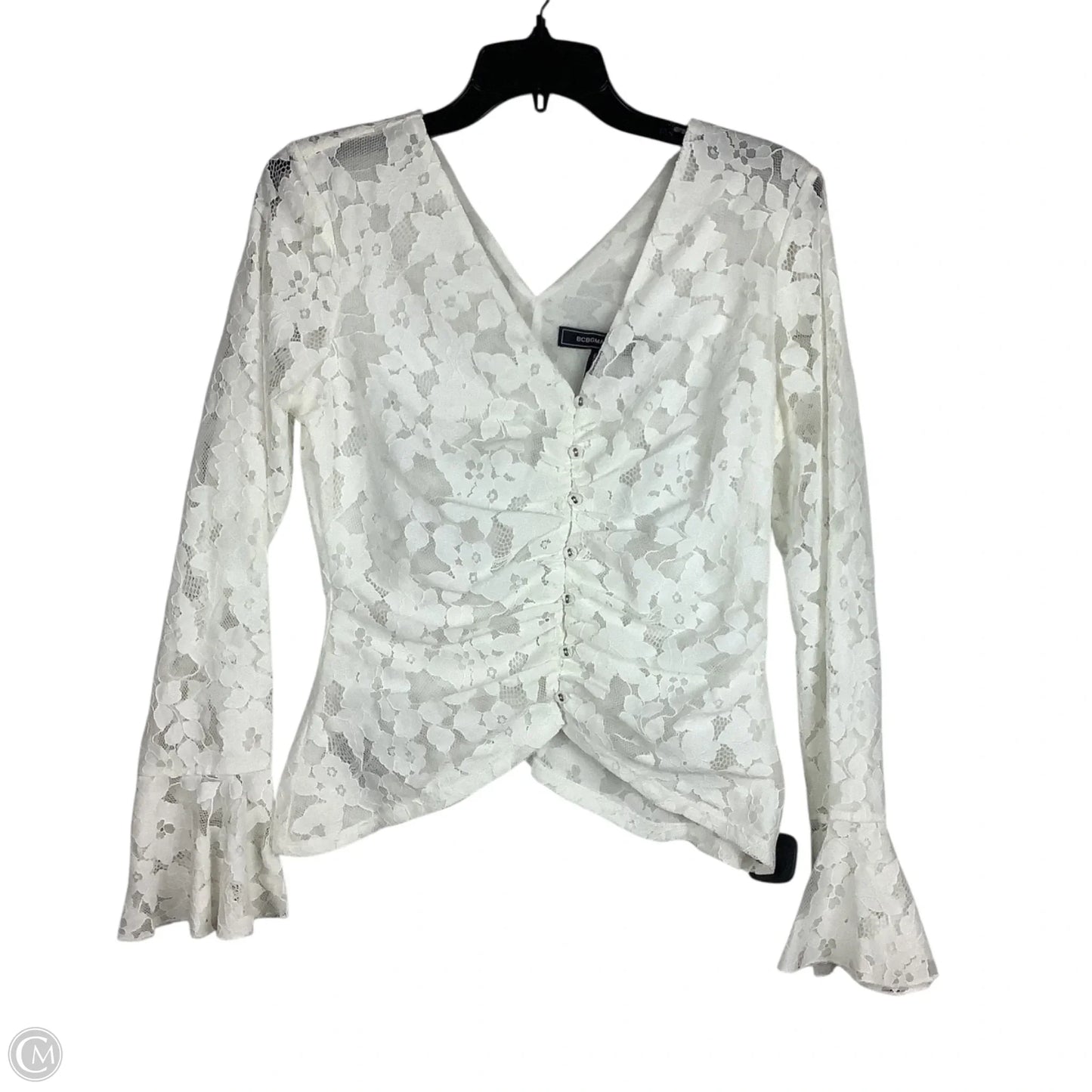 Top Long Sleeve By Bcbgmaxazria In White, Size: M