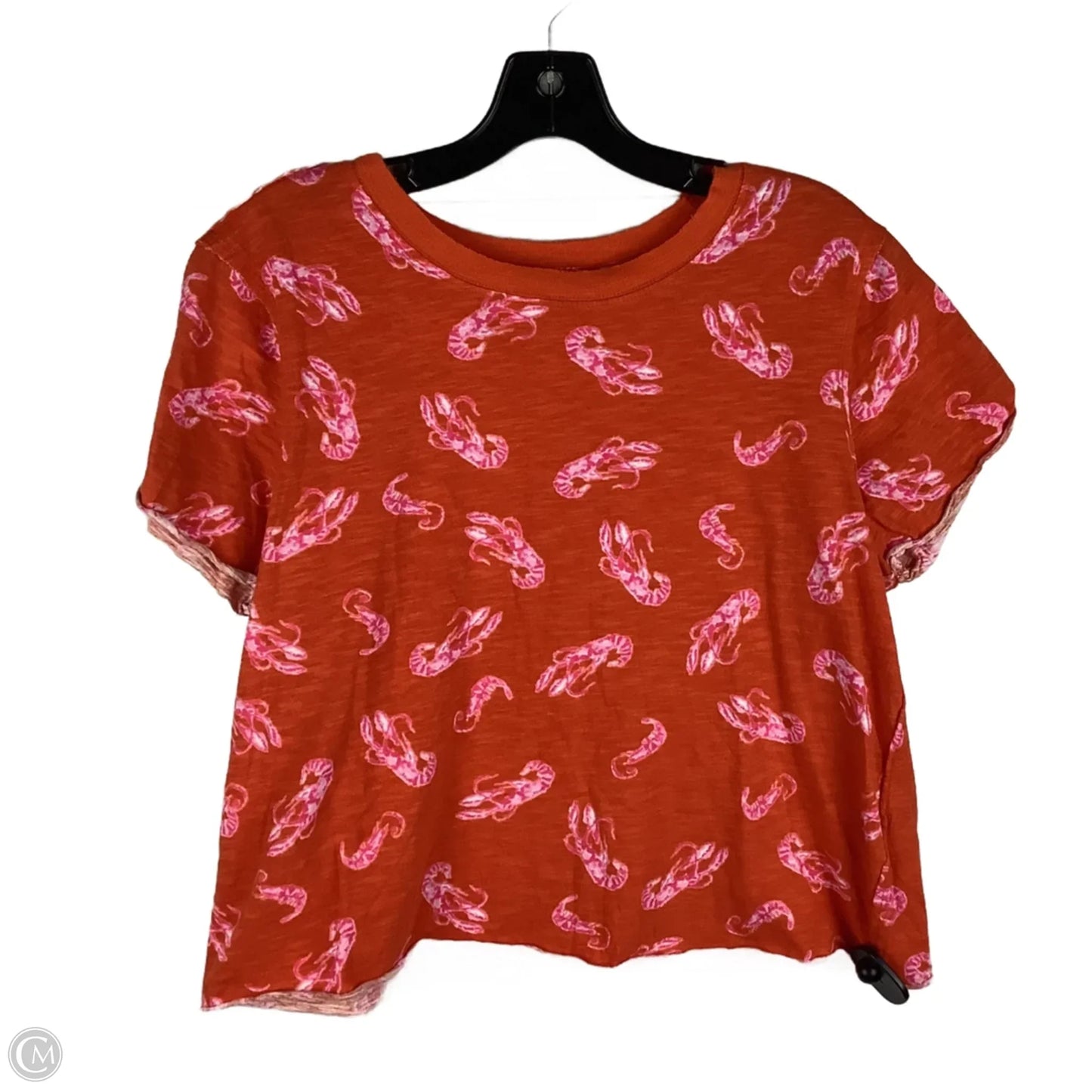 Top Short Sleeve By Maeve In Orange & Pink, Size: M