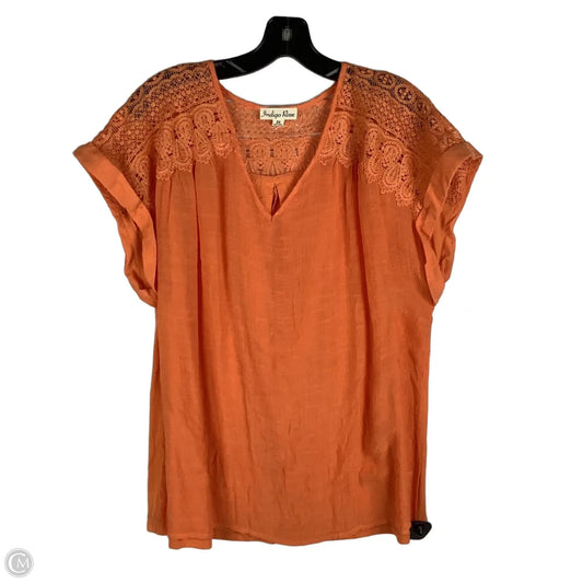 Top Short Sleeve By Indigo Rose In Orange, Size: 2x