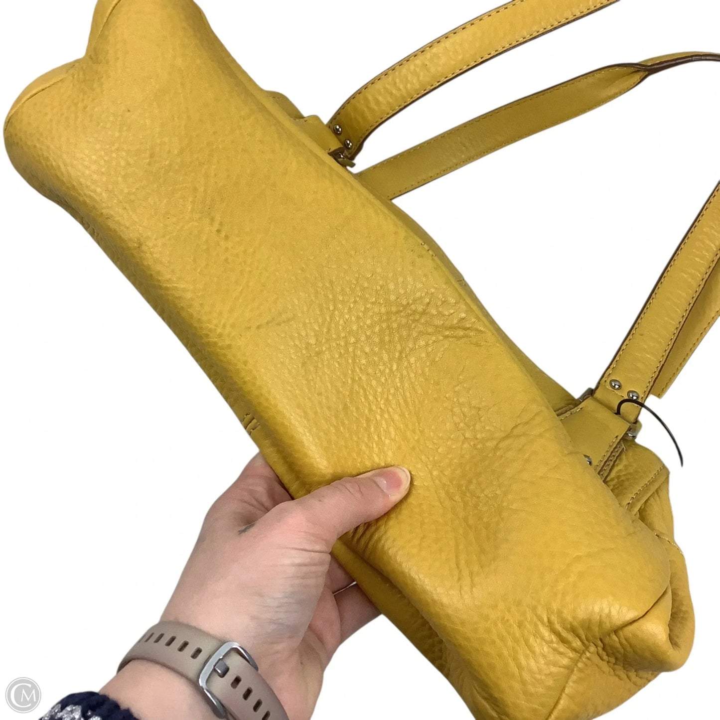 Handbag Leather By Fossil, Size: Medium