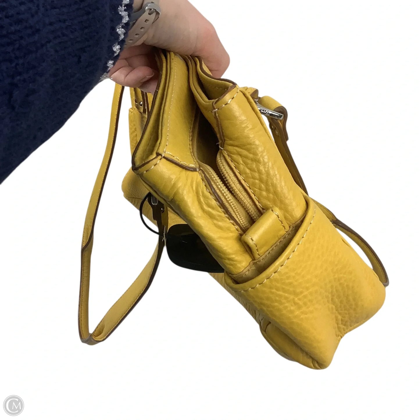 Handbag Leather By Fossil, Size: Medium