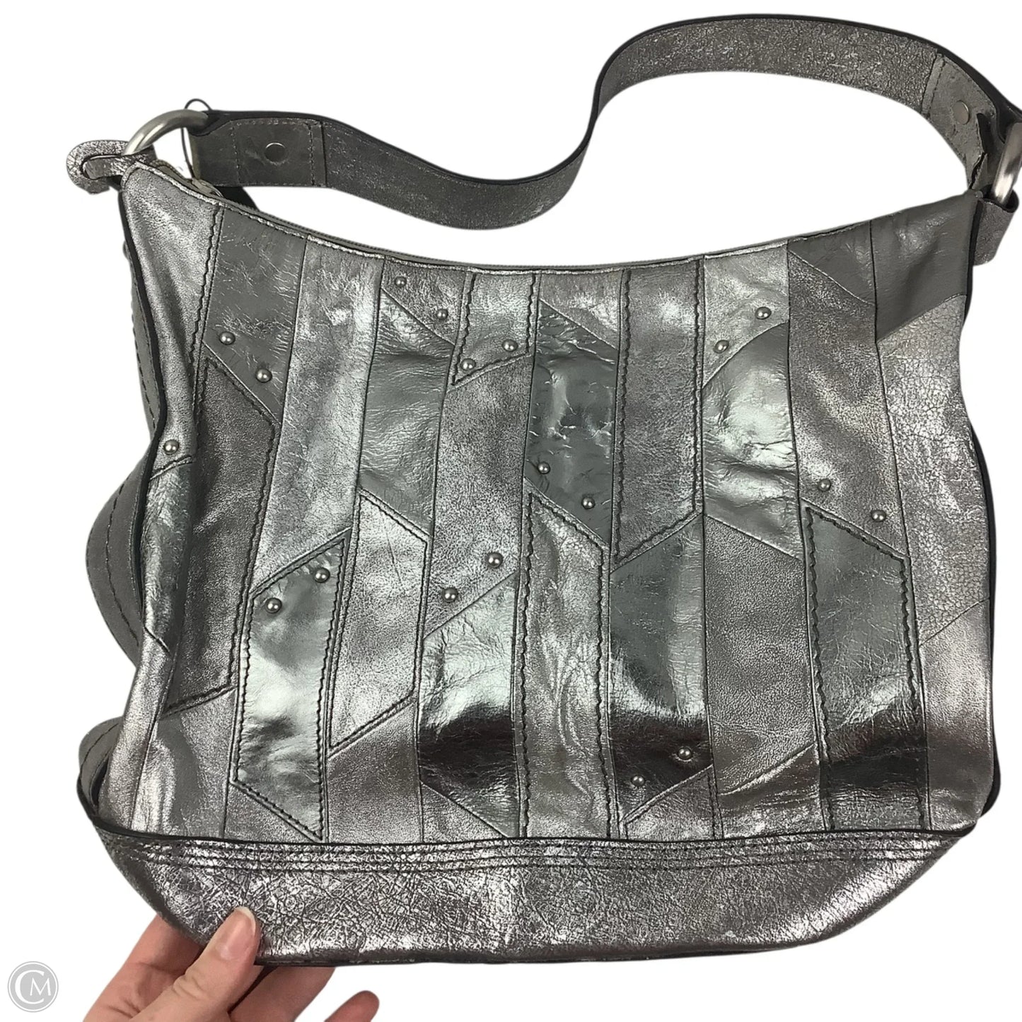 Handbag Leather By Fossil, Size: Medium