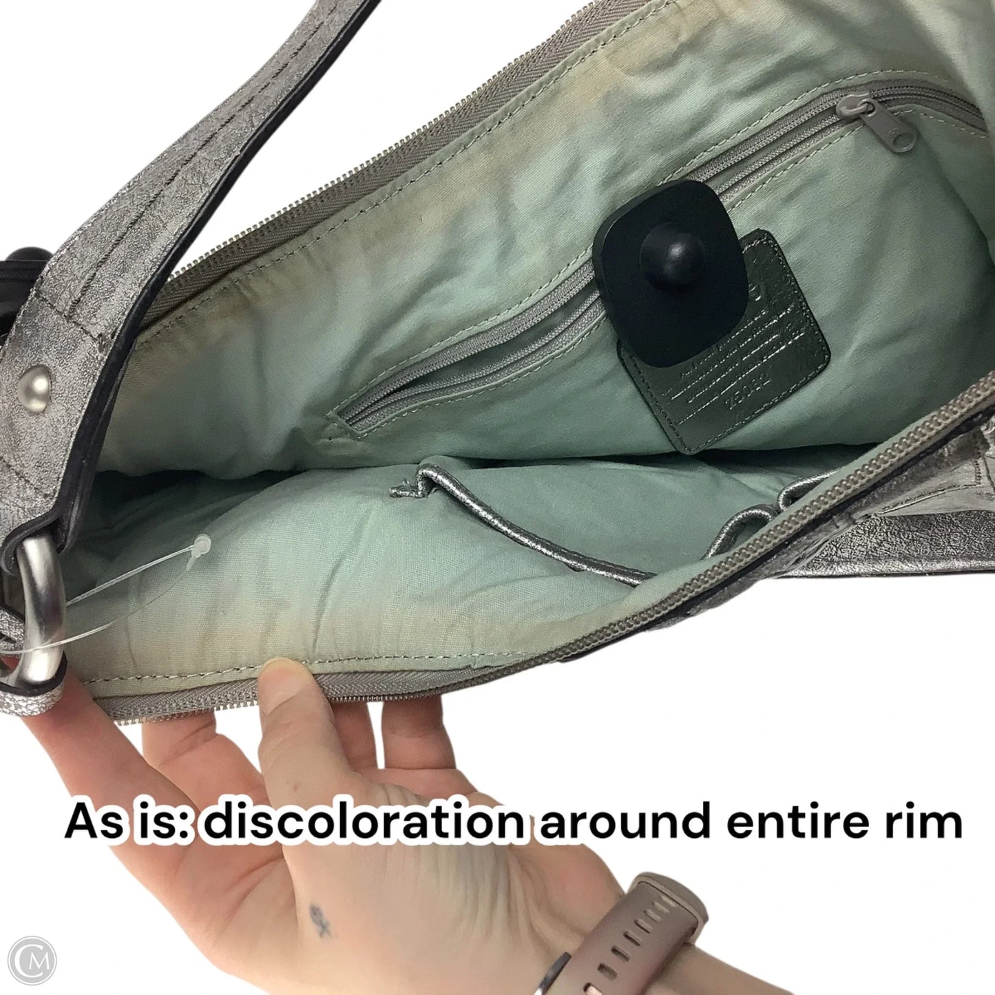 Handbag Leather By Fossil, Size: Medium