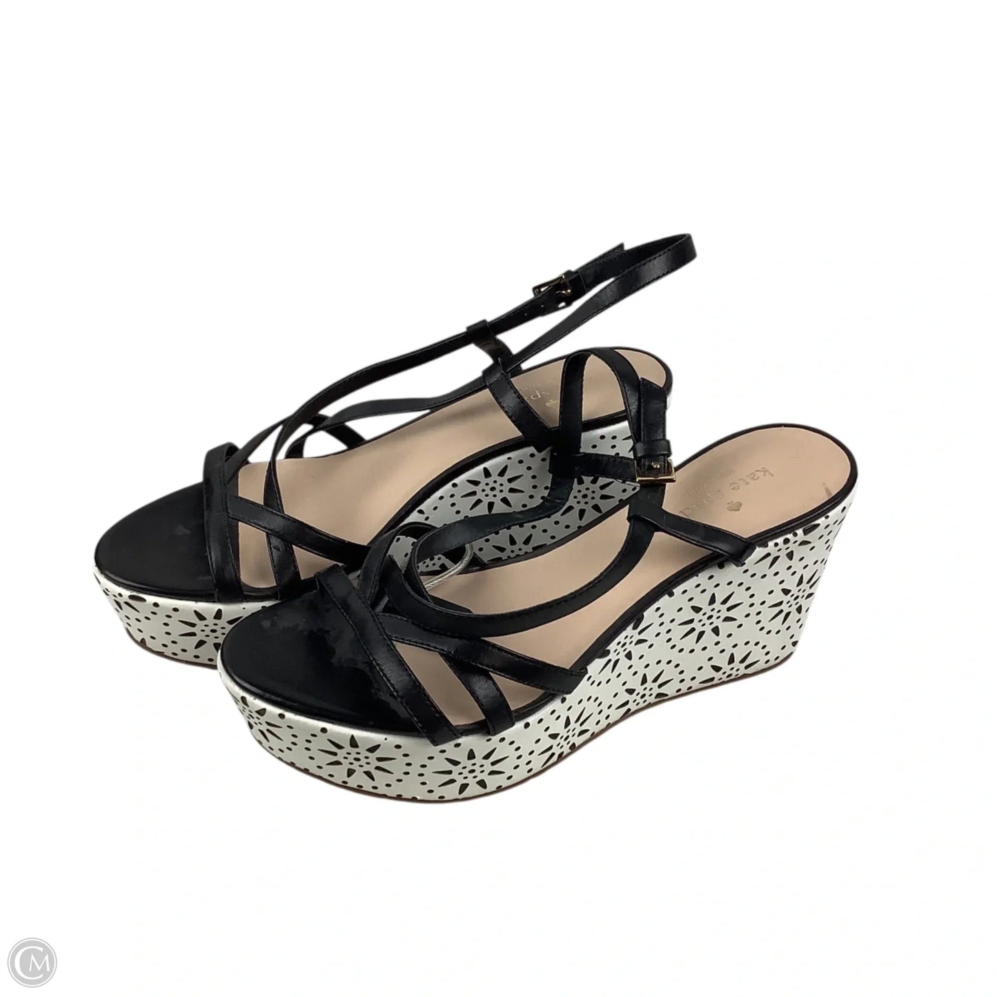 Sandals Designer By Kate Spade In Black & White, Size: 8