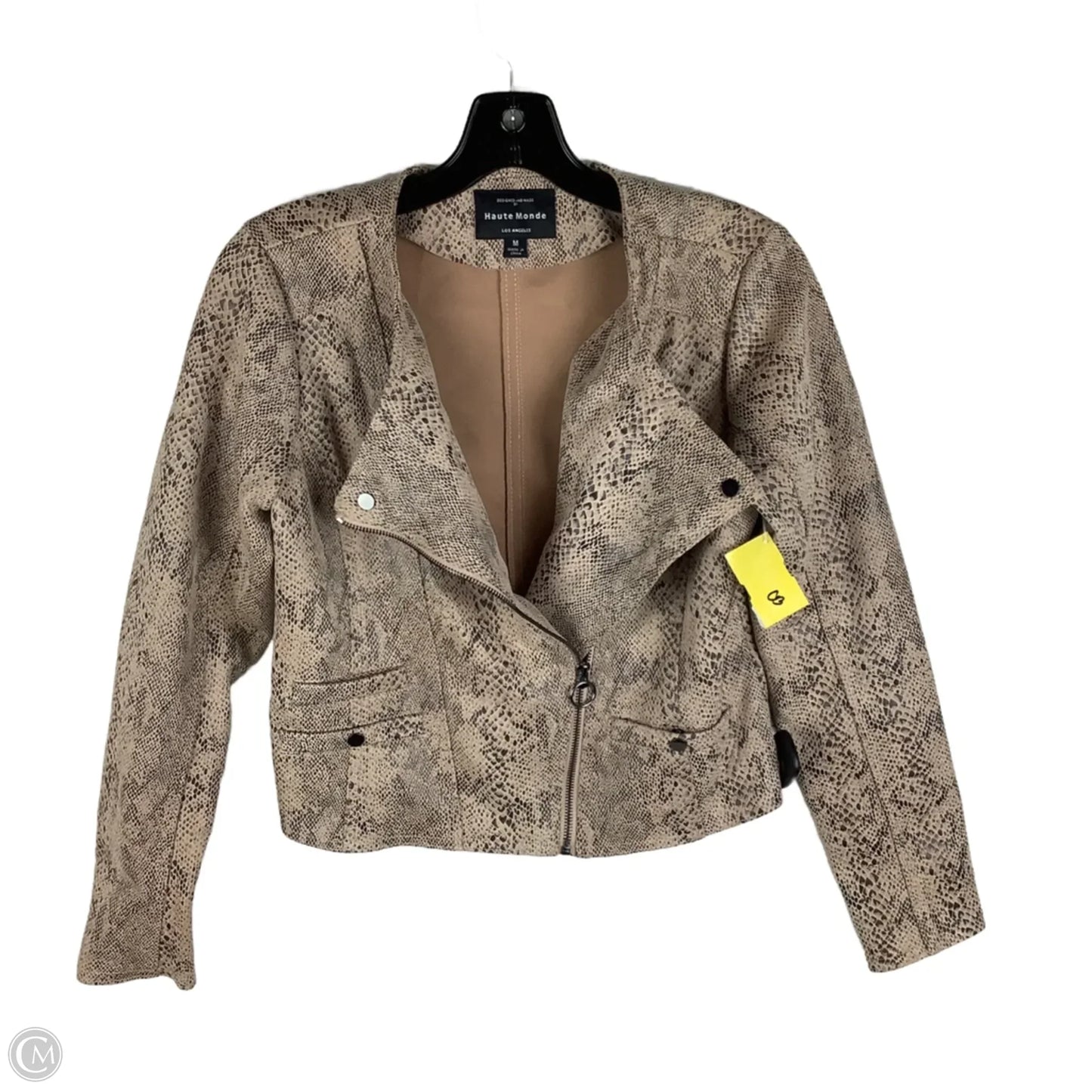 Jacket Moto By Haute Monde In Snakeskin Print, Size: M